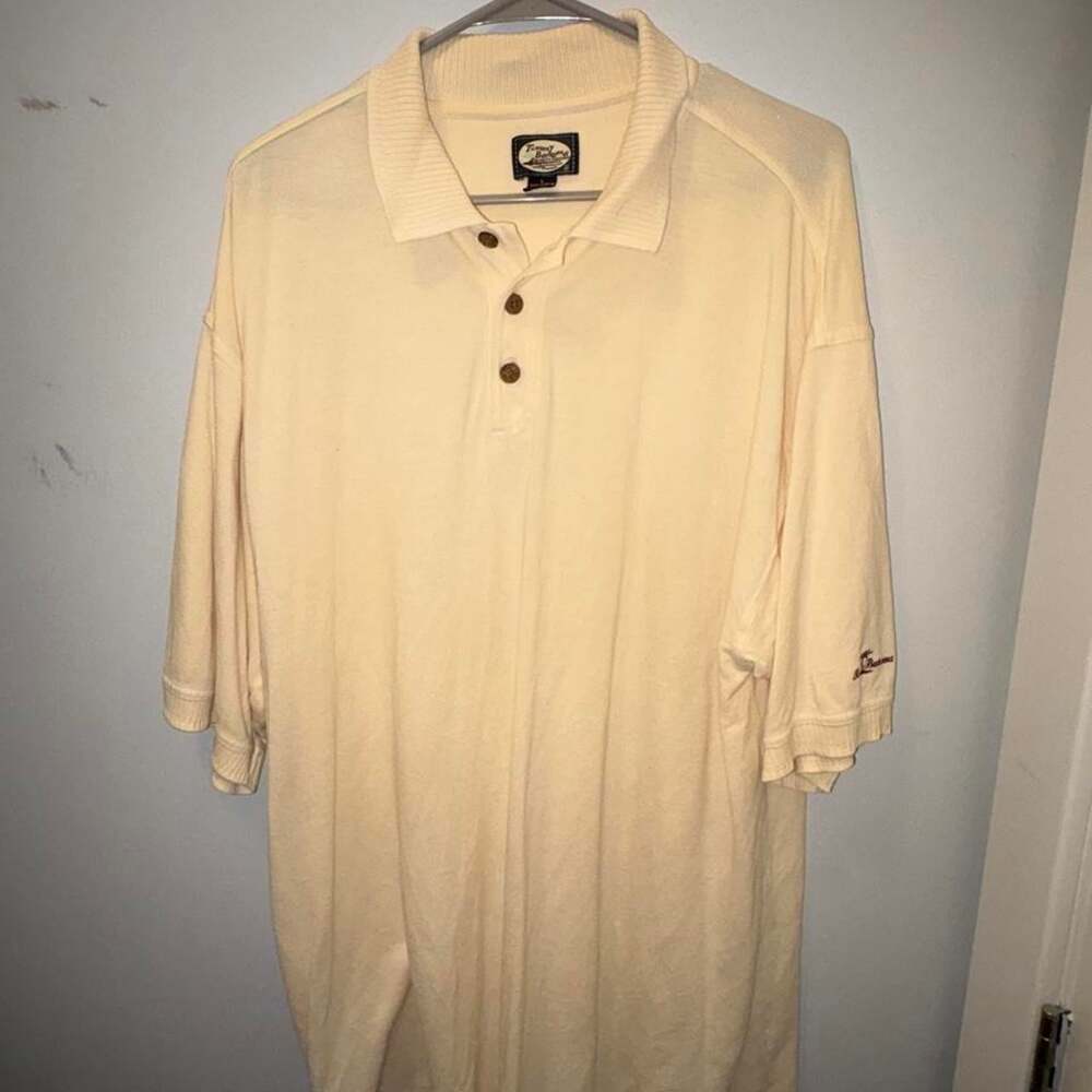 Tommy Bahama Men's Cream and Yellow Polo-shirts
